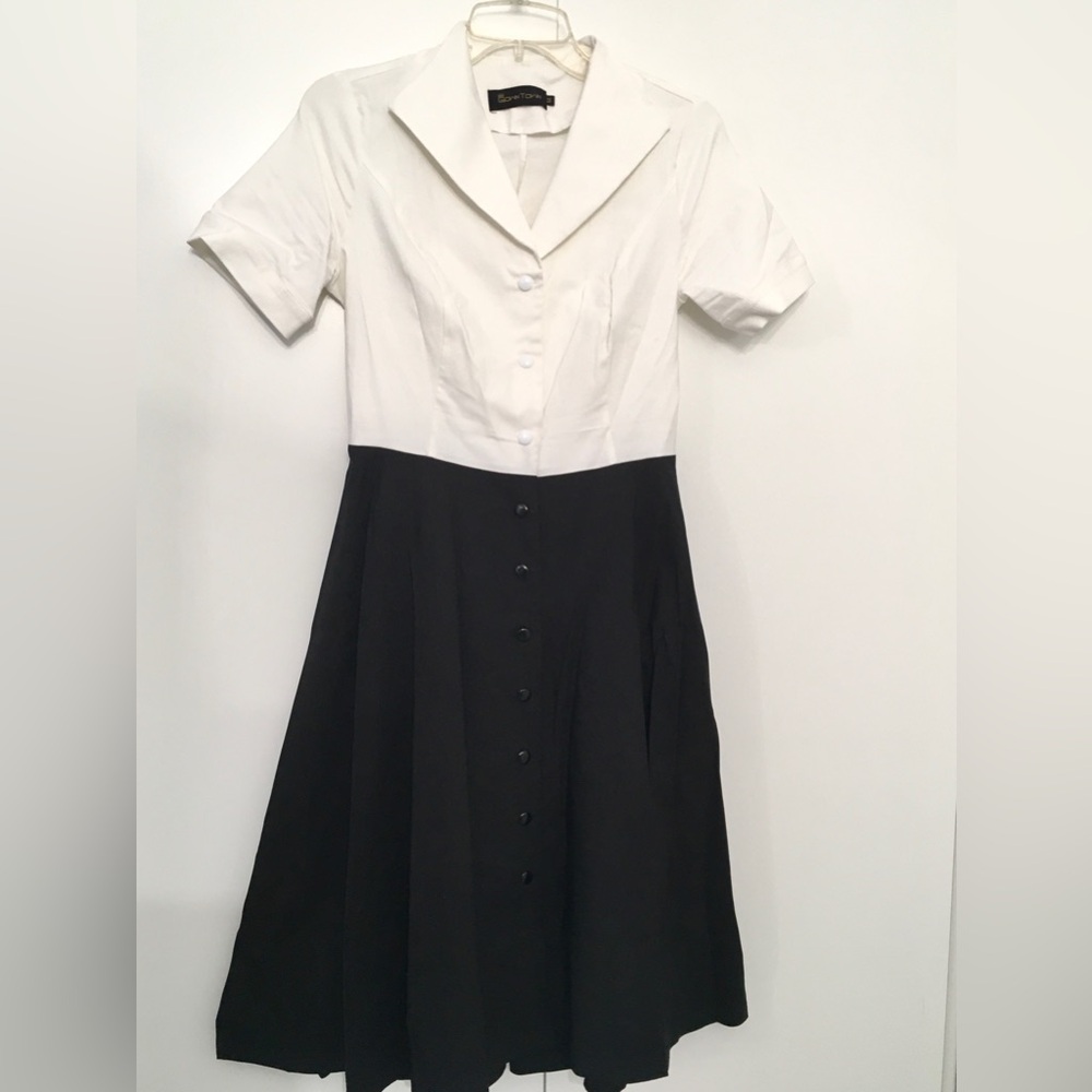 Gowntown 1950s Shirt Dress Black and White